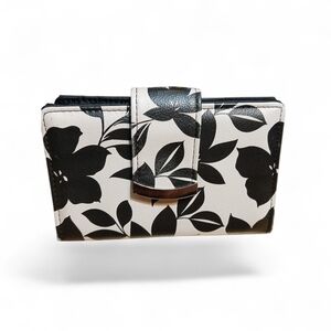 Elegant Black and White Floral Women's Wallet